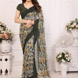 KALINI Green Poly Georgette Printed Sarees-picture-33