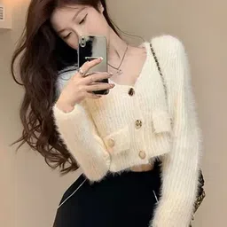StyleCast Women Solid V-Neck Crop Cardigan-picture-21