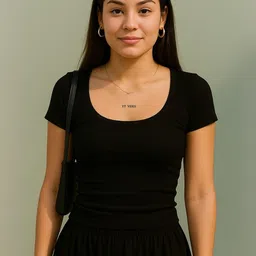 ROCKWELL Women Ribbed Scoop Neck Short Sleeves Top-image-5