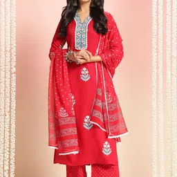 GoSriKi Women Floral Printed Regular Kurta with Palazzos & With Dupatta-picture-22