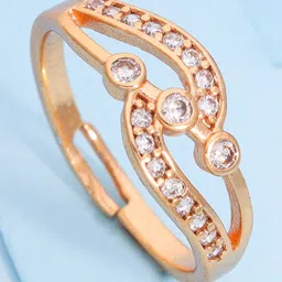 DressBerry Stones Studded Wave Design Adjustable Ring image 2