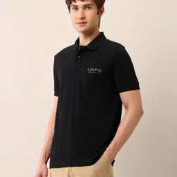 U.S. Polo Assn. Denim Co. Men Solid Brand Logo Polo Collar Muscle Fit Regular T-shirt image 3