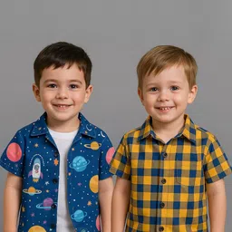 SHREE VANKIYA HANUMANJI FASHION Boys Pack of 2 Blue & Yellow Cotton Casual Shirt-picture-51