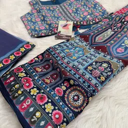 BAESD Girls Printed Thread Work Tie and Dye Ready to Wear Lehenga & Blouse With Dupatta image 4