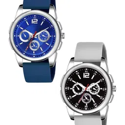 JUST LIKE Men Printed Dial & Straps Analogue Watch 883 tigada all blue&Black dial gray belt c-2-picture-18