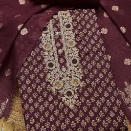 Soch Floral Printed Thread Work Jam Cotton Unstitched Dress Material-image-92