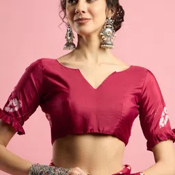 Sangria Ethnic Printed Bandhani Saree With Blouse Piece image 3