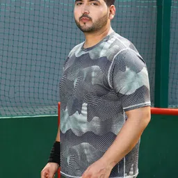 Instafab Plus Abstract Printed Round Neck Short Sleeves Regular Fit Sports T-Shirt image 2