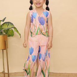 Aj DEZInES Girls Printed Pure Cotton Top With Palazzos-picture-26