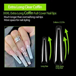 NAILWIND Set Of 240 Extra Long Clear Coffin Nails image 2