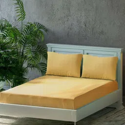 Trance Home Linen Gold-Toned Pure Cotton 300 TC Queen Size Bedsheet Set 1.90 m x 1.82 m-image-39