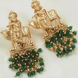 House of Pataudi Gold-Plated Beaded Radha Krishna Jewellery Set image 2