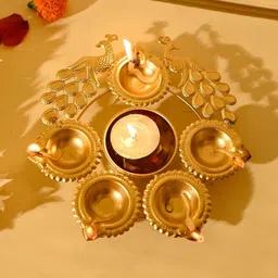 Garden Deco Gold 4 Pieces Peacock Tea Light Candle Holders-picture-13