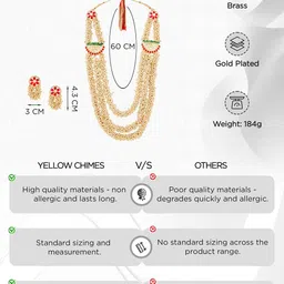 Yellow Chimes Gold-Plated Stone-Studded & Pearls Beaded Multilayered Necklace Set image 2