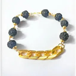Divine souvenirs Unisex Gold-Plated Rudhraksh Beaded Wraparound Bracelet-picture-32