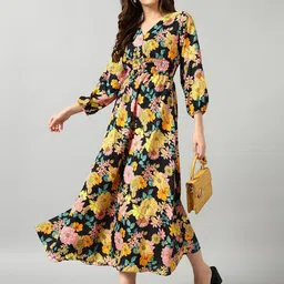 Raiyani Enterprise Women Floral Printed Midi Fit and Flare Dress-picture-30
