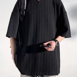 StyleCast Men Self Design Round Neck Cotton Oversized T-shirt-picture-23