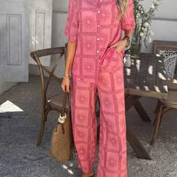 all about you Printed Shirt Collar Neck Shirt With Trousers Co-Ords-picture-17