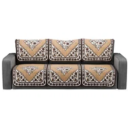 Kuber Industries Brown & White Printed Cotton Sofa Cover image 4
