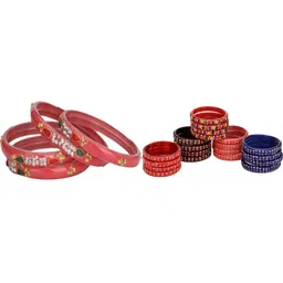 SOMIL Women Set of 24 Pink Glass Bangle-image-38