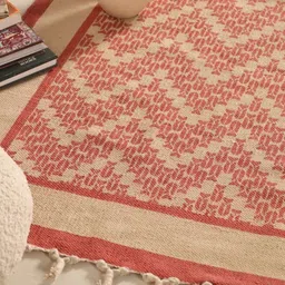 Peepul Tree Cream-Coloured Geometric Handmade Cotton Carpet-image-31