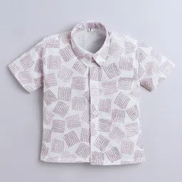 FOURFOLDS Boys Geometric Printed Spread Collar Shirt image 3