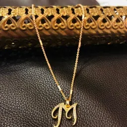Laksh Enterprise Artificial Stones Studded M Alphabet Pendant With Chain-picture-11