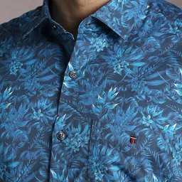 Louis Philippe Sport Slim Fit Floral Printed Spread Collar Pure Cotton Shirt image 3