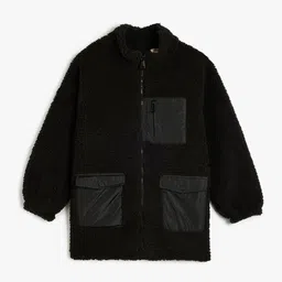 Koton Boys Camouflage Striped Tailored Jacket with Patchwork image 1