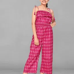 BAESD Girls Off-Shoulder Printed Capri Jumpsuit with Ruffles image 1