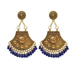 Weariton Gold Plated Blue Chandbalis Earrings-picture-37
