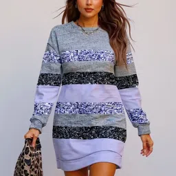 HERE&NOW Purple Long Sleeves Round Neck Sweatshirts-picture-11