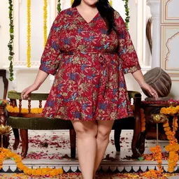 KALINI Floral Print Cotton Fit & Flare Dress-image-37