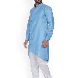 VEERA PARIDHAAN High Slit Mandarin Collar Cotton A-Line Kurta image 2