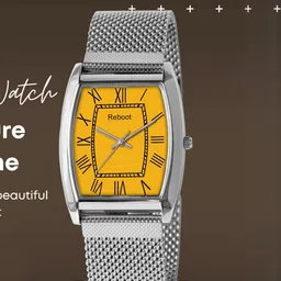 REBOOT Men Dial & Stainless Steel Straps Analogue Watch SH_125CadmiumYellowRomanFigure-picture-26