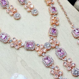 VATSALYA creation Rose Gold-Plated Artificial Stones Studded Jewellery Set image 2