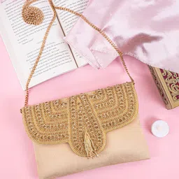 QANISHA Embroidered Suede Envelope Clutch-picture-41