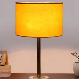 Aura Yellow Metal Cylindrical Shaped Table Lamp image 3