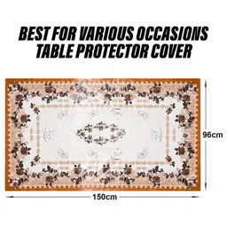 Kuber Industries Orange Floral Plastic 4-Seater Table Cover image 2