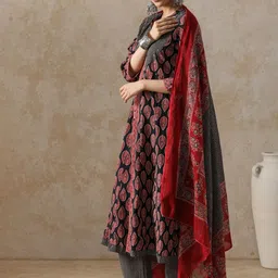 Moara Women Ethnic Motifs Embroidered Pure Cotton Kurta with Trousers & With Dupatta image 5