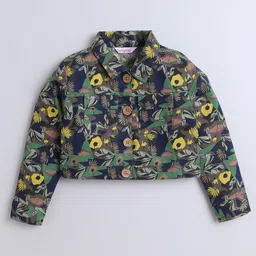 taffykids Girls Floral Cotton Crop Open Front Jacket image 5