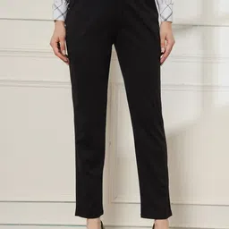 FITHUB Women Slim Fit High-Rise Wrinkle Free Trousers image 2