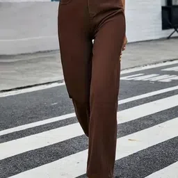 NU CLOTHS Women Comfort Wide Leg High-Rise Stretchable Jeans-image-60