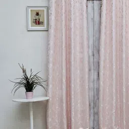 Ariana Peach-Coloured & White Floral Long Door Curtain-picture-11