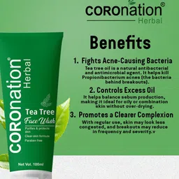 COROnation Herbal Set Of 2 Tea Tree Face Wash For Brightening - 100 ml Each image 3