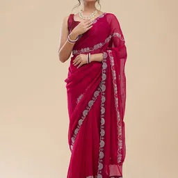 Vervee Couture Embellished Beads and Stones Pure Georgette Saree-picture-19