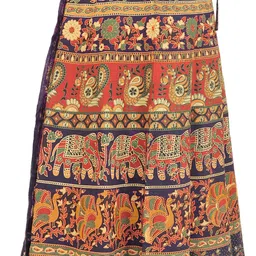 Exotic India Printed Pure Cotton Wrap Maxi Skirts-image-12