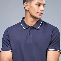 MAXZONE Men Solid Polo Collar T-shirt image 2