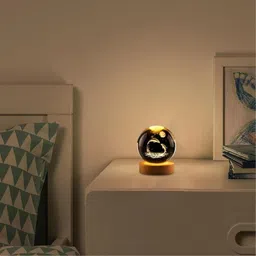 carempire 3D Night Light - Modern Ball Lamp | 3D Inner Carved Lighting Crystal Ball Table Lamp image 2