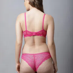 samvar Women Pink Cotton Bra Panty Set for Lingerie Set Undergarments Pack of 1 image 2